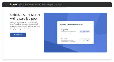 Unlock Instant Match with a paid job post. When you pay to post, you can immediately access candidates whose resumes on Indeed match your job description and jumpstart your hiring by inviting candidates to apply.